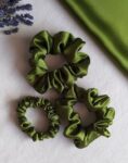 IDIYAAS Silk Satin Hair Scrunchies Pack of 3 Rubber band (Mehandi)